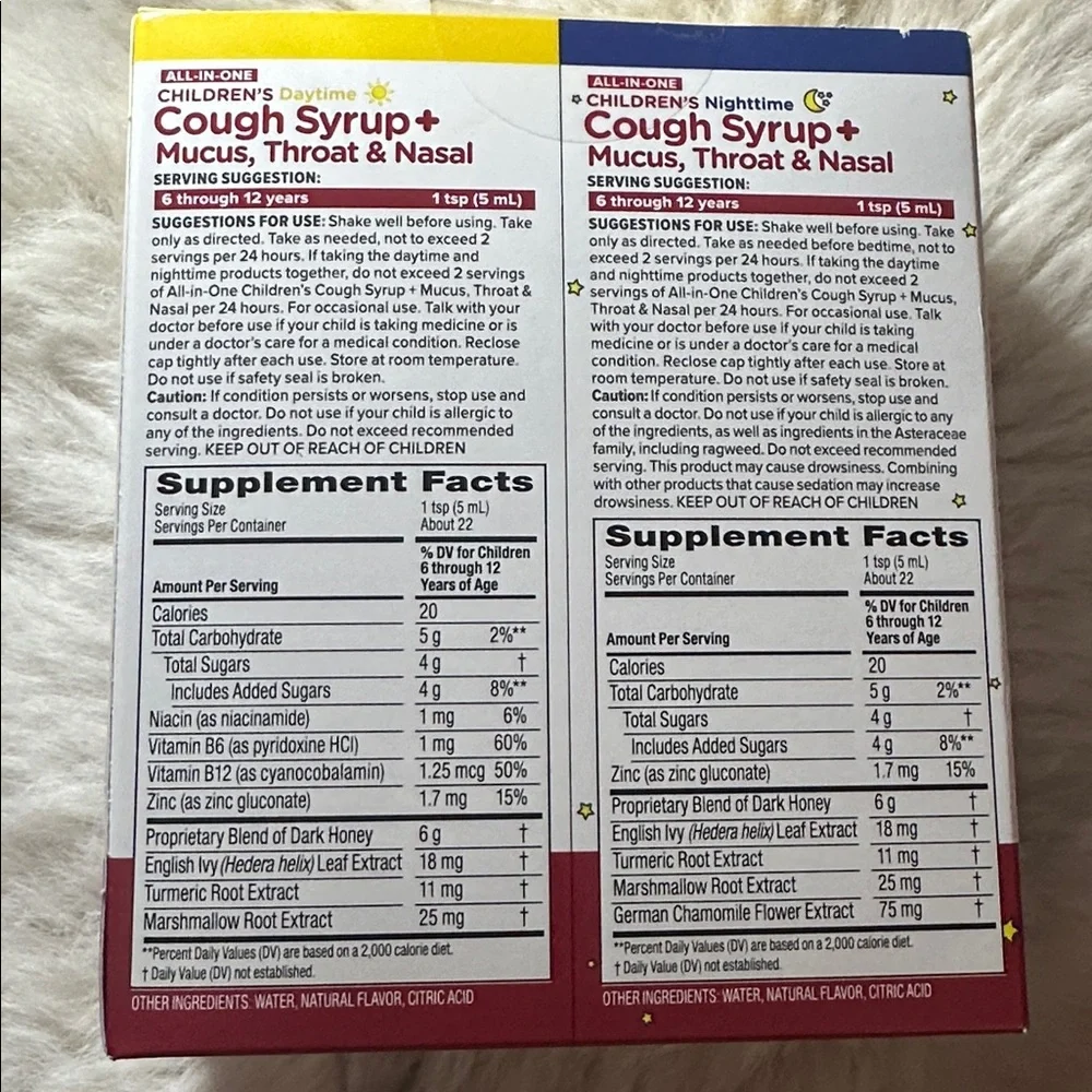Children's Cough Syrup Day & Night Pack - Natural Grape Flavor